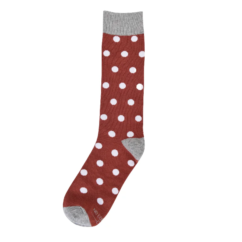 Burnt Orange with White Polka Dot Socks