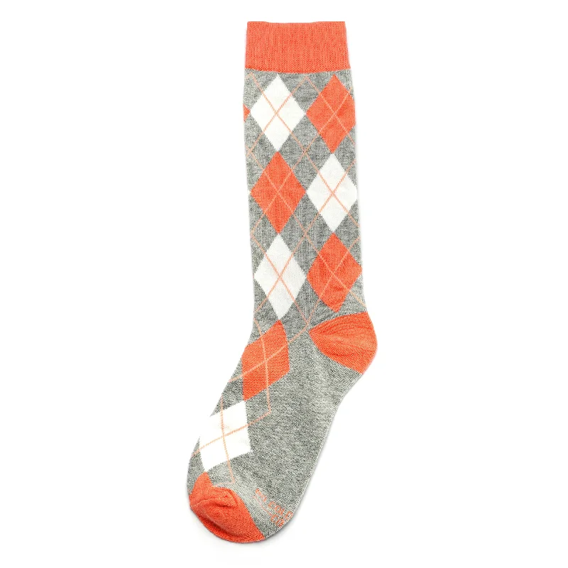 Coral and Grey Argyle Socks