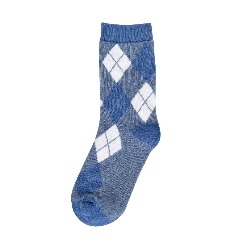 Dusty Blue Argyle Kids Socks