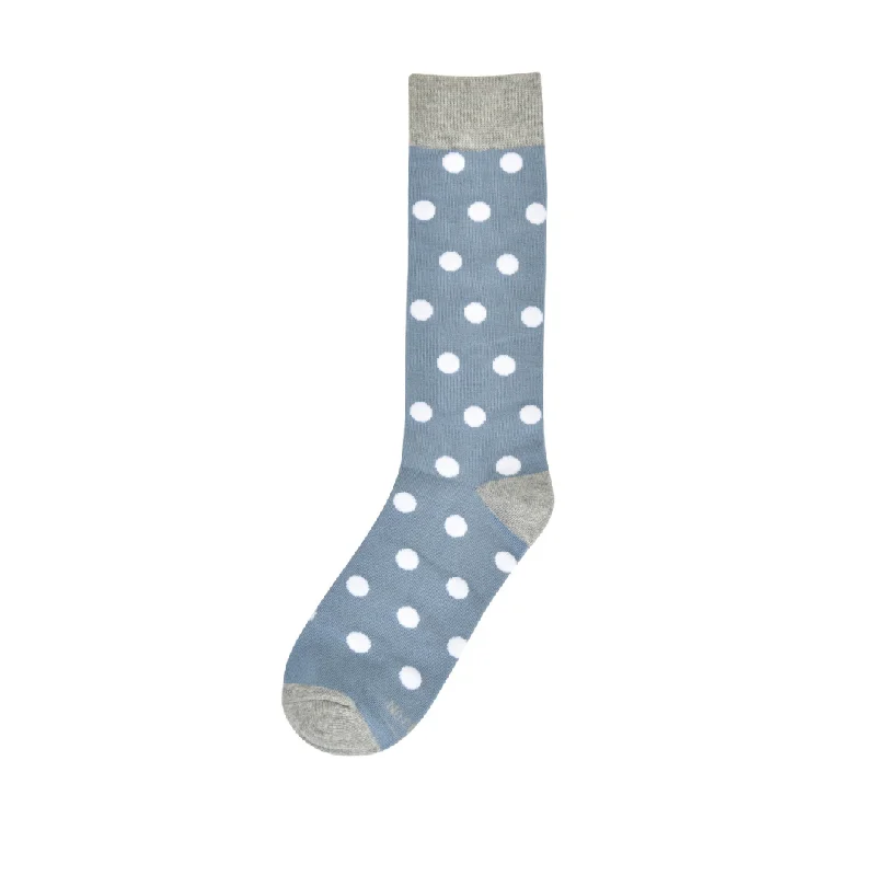 Dusty Blue Socks with White Polka Dot Socks