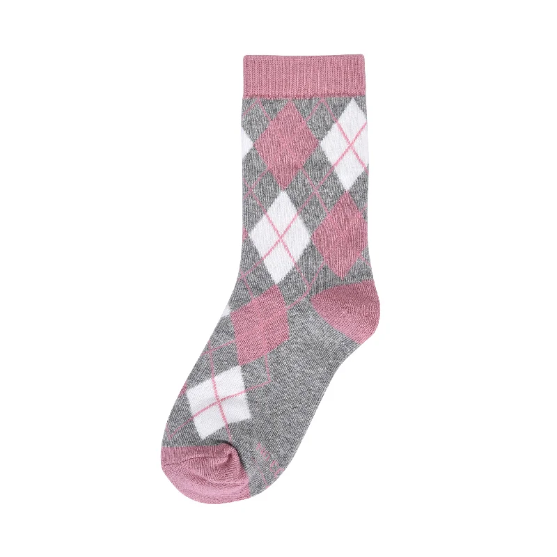 Dusty Rose Argyle Kids Socks