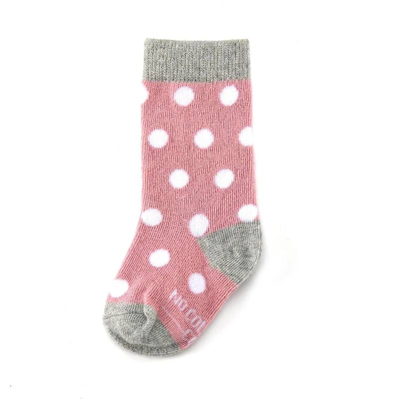 Dusty Rose with White Polka Dot Toddler Socks