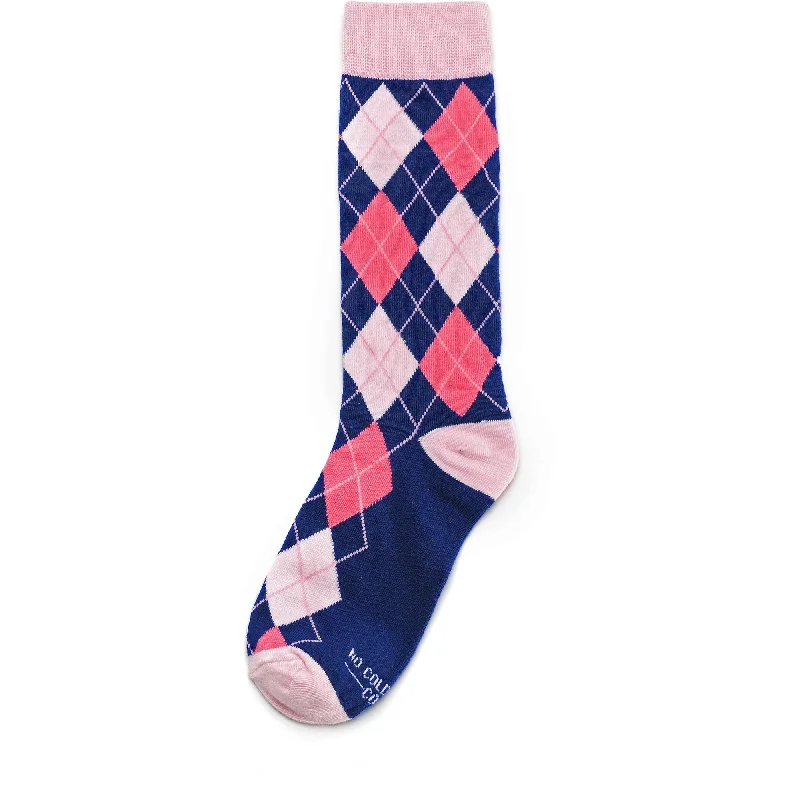 Navy and Pink Argyle Socks