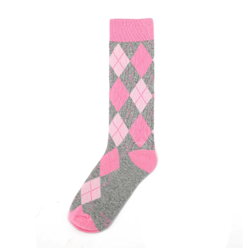 Pink and Grey Argyle Socks