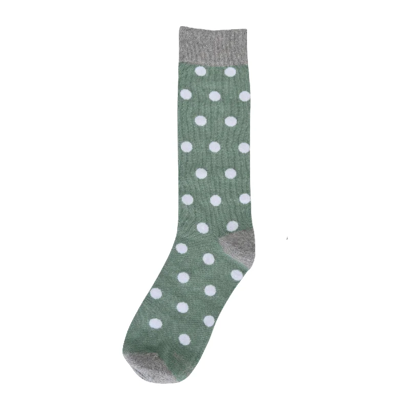 Sage Green with White Polka Dot Socks