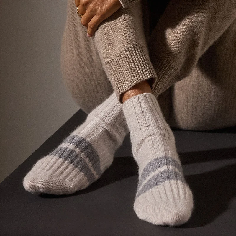 Short Cashmere Sock - Pearl/Heather Grey