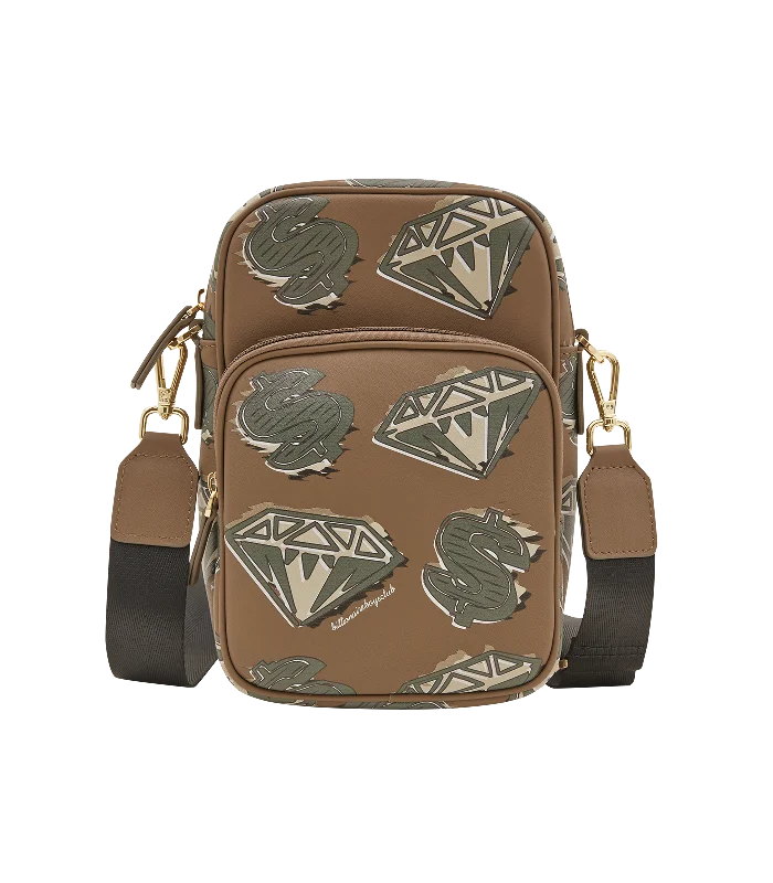 DIAMOND & DOLLARS SIDE BAG - KHAKI