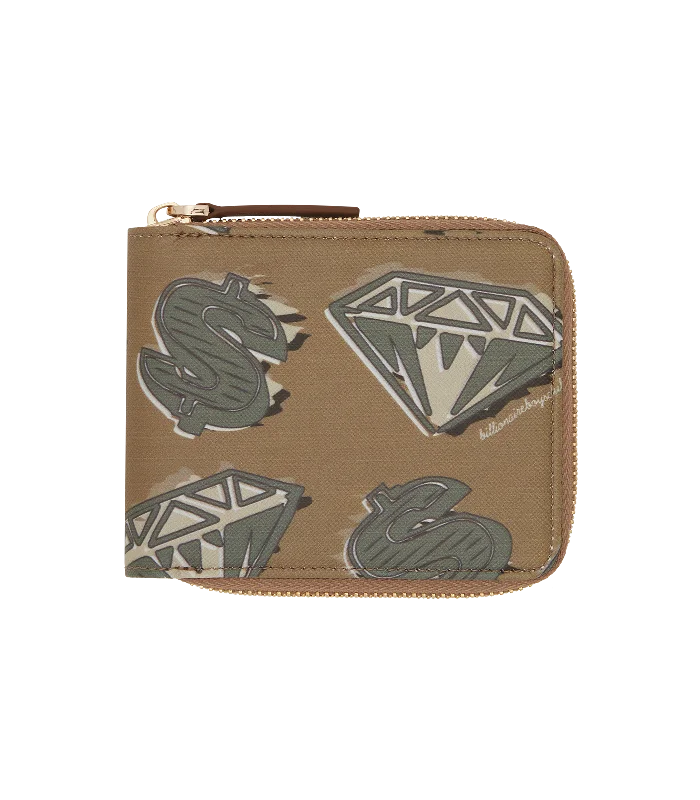 DIAMONDS & DOLLARS WALLET - KHAKI