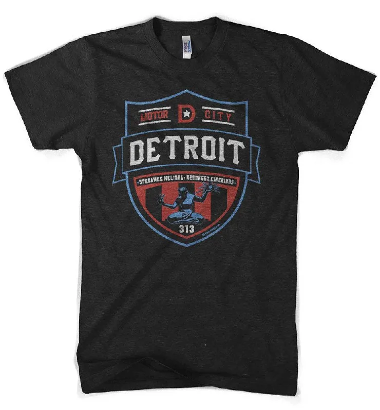 Mens Detroit Shield RWB T-shirt (Heather Black)