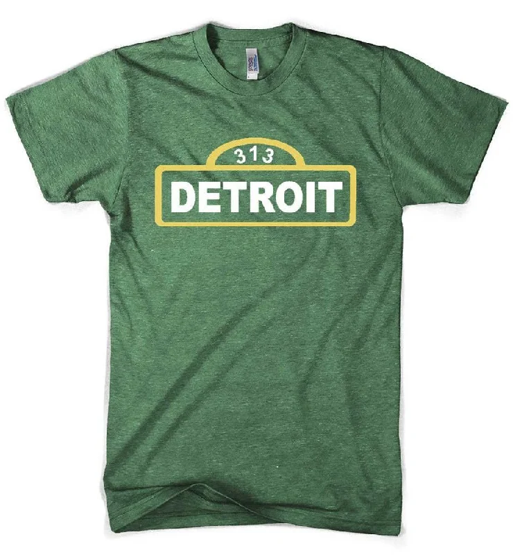 Mens Detroit Street Sign T-shirt (Heather Kelly Green)