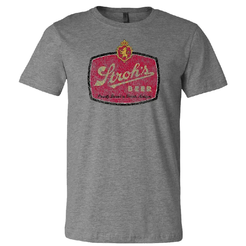 Mens Stroh's Emblem Logo T-shirt (Grey Triblend)