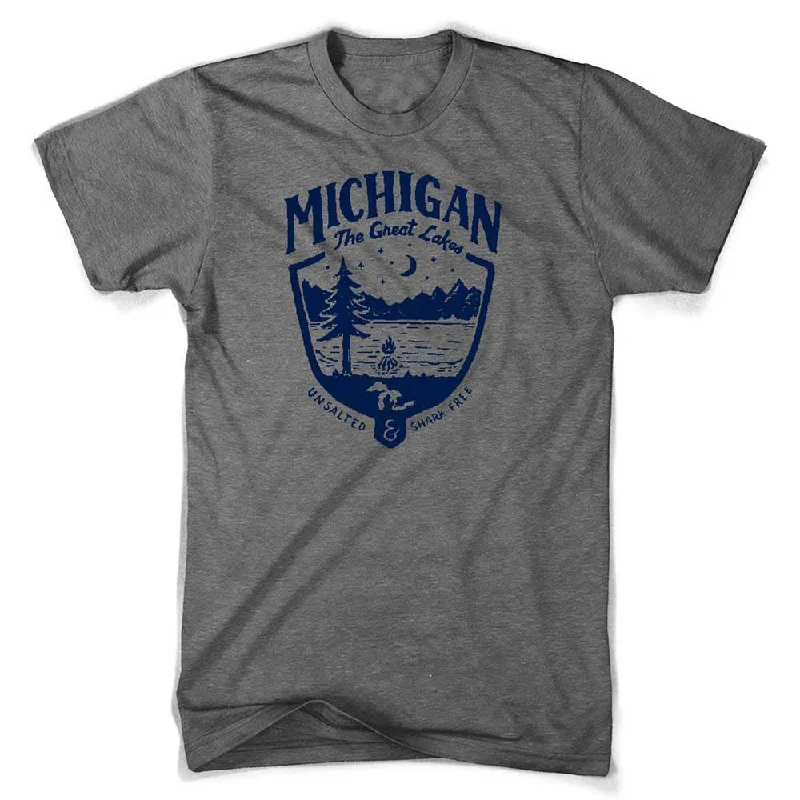 Mens Triblend Michigan Shield T-shirt (Grey)