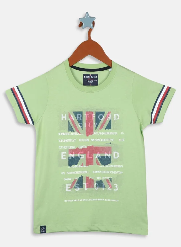 Boys Green Printed T-Shirt