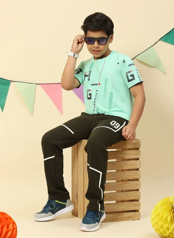 Boys Green Printed T-Shirt