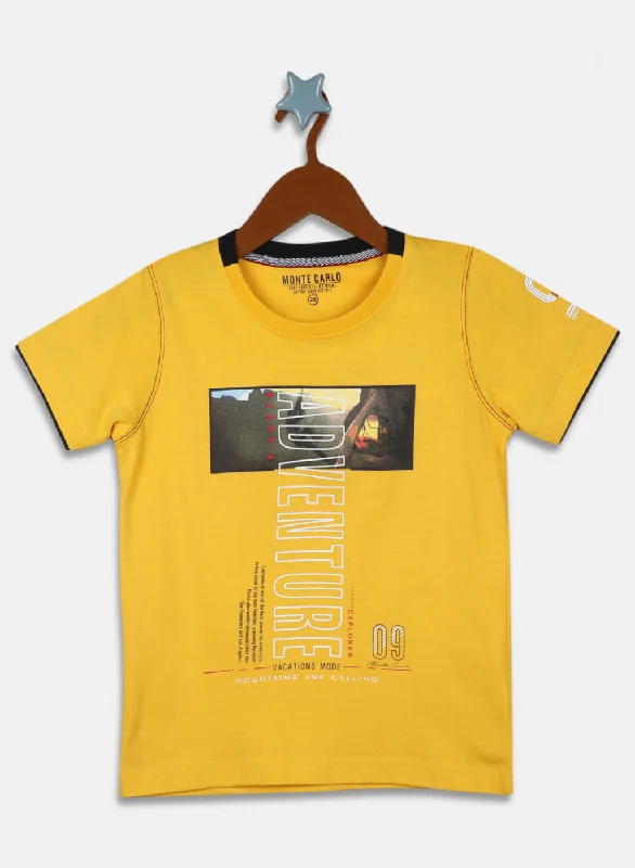 Boys Mustard Printed T-Shirt