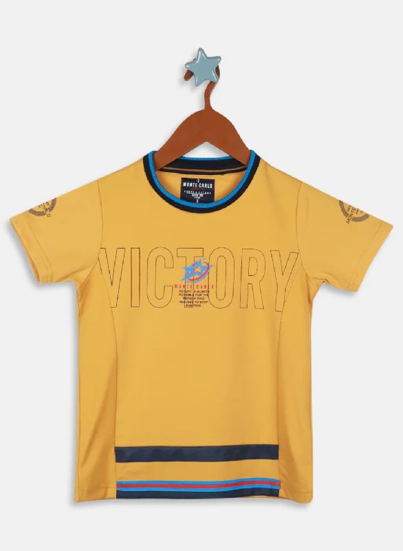 Boys Mustard Printed T-Shirt