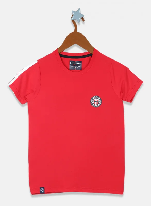 Boys Red Printed T-Shirt