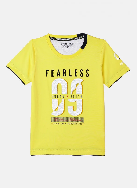 Boys Yellow Printed T-Shirt