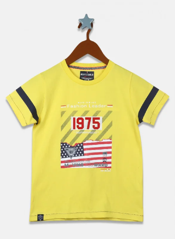 Boys Yellow Printed T-Shirt