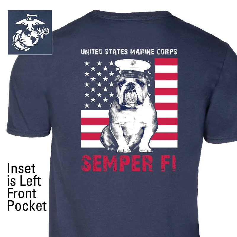 Dress Blues Bulldog Back With Front Pocket T-shirt