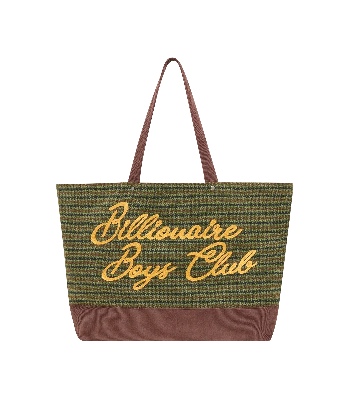 SCRIPT CHECK TOTE BAG - KHAKI