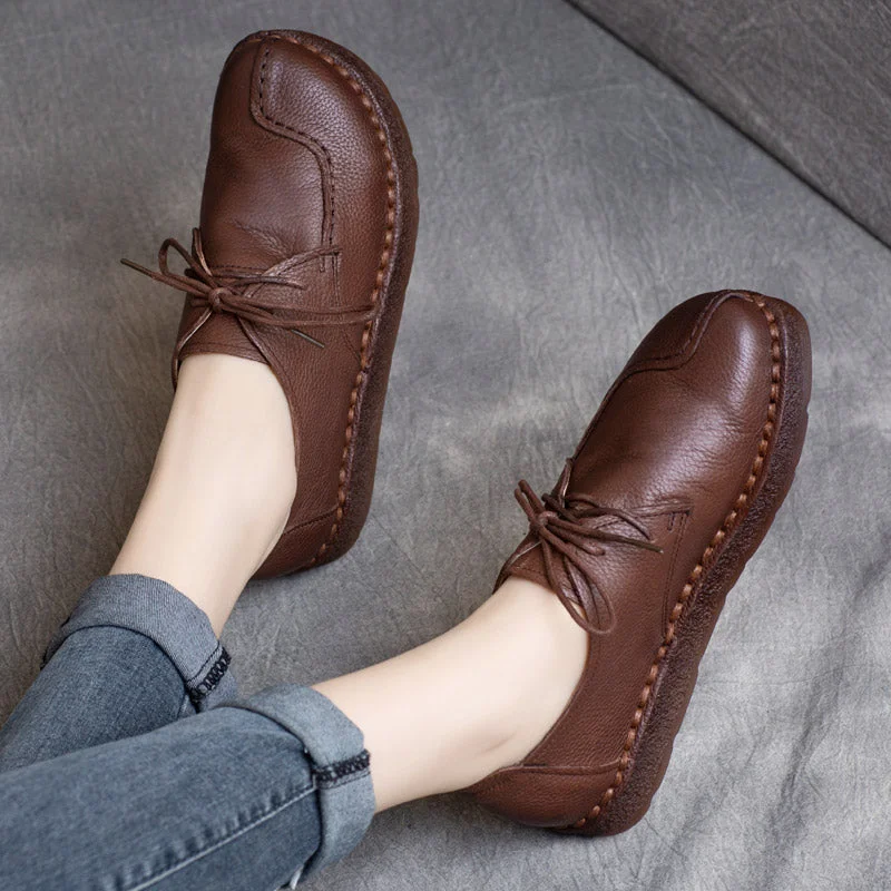 Women Autumn Retro Leather Handmade Casual Shoes