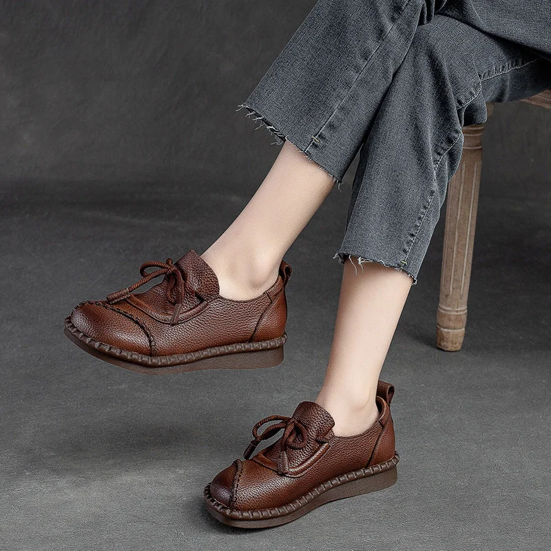 Women Minimalist Leather Retro Flat Casual Shoes