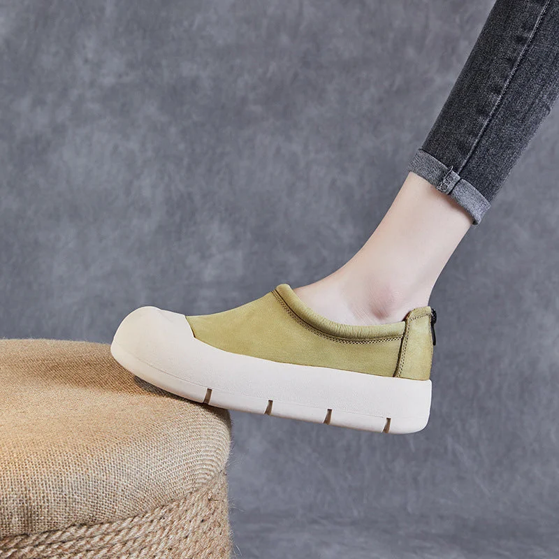 Women Minimalist Leather Thick Soled Casual Shoes