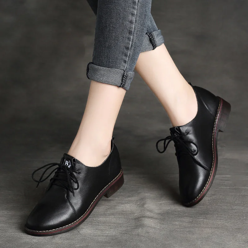 Women Retro Leather Soft Casual Shoes