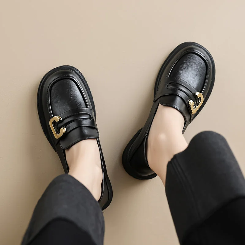 Women Retro Minimalist Soft Leather Casual Loafers