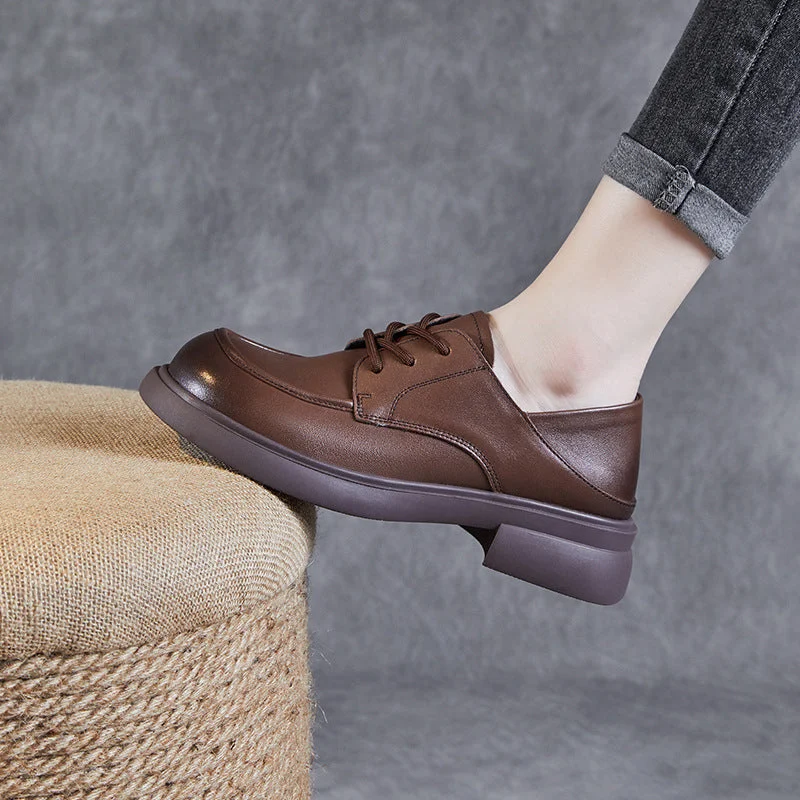 Women Retro Soft Cowhide Minimalist Casual Shoes