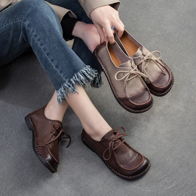 Women Retro Soft Leather Flat Casual Shoes