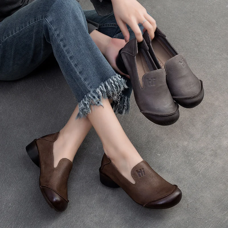 Women Retro Soft Leather Minimalist Casual Shoes