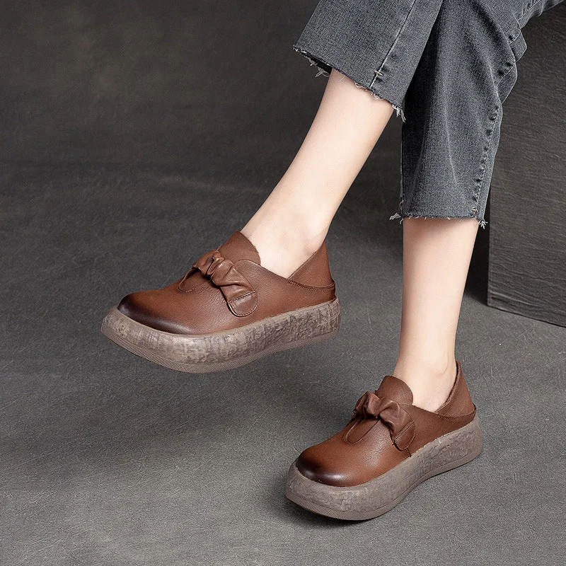 Women Retro Thick Soled Leather Minimalist Casual Shoes