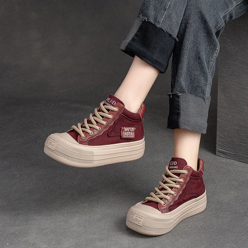 Women Stylish Fashion Leather High Top Casual Shoes