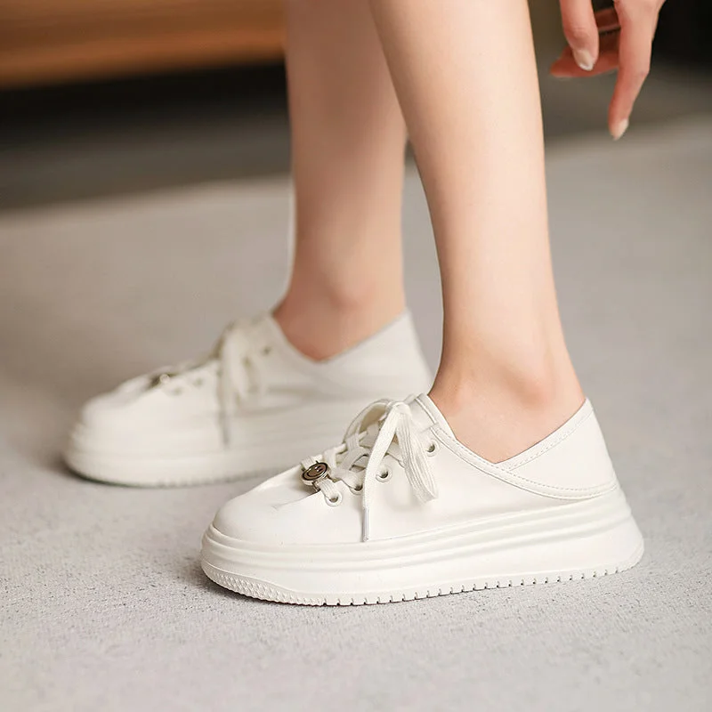 Women Stylish Minimalist Soft Leather Casual Shoes