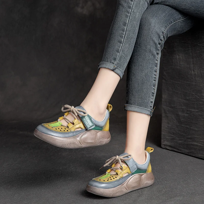 Women Summer Hollow Leather Fashion Casual Shoes