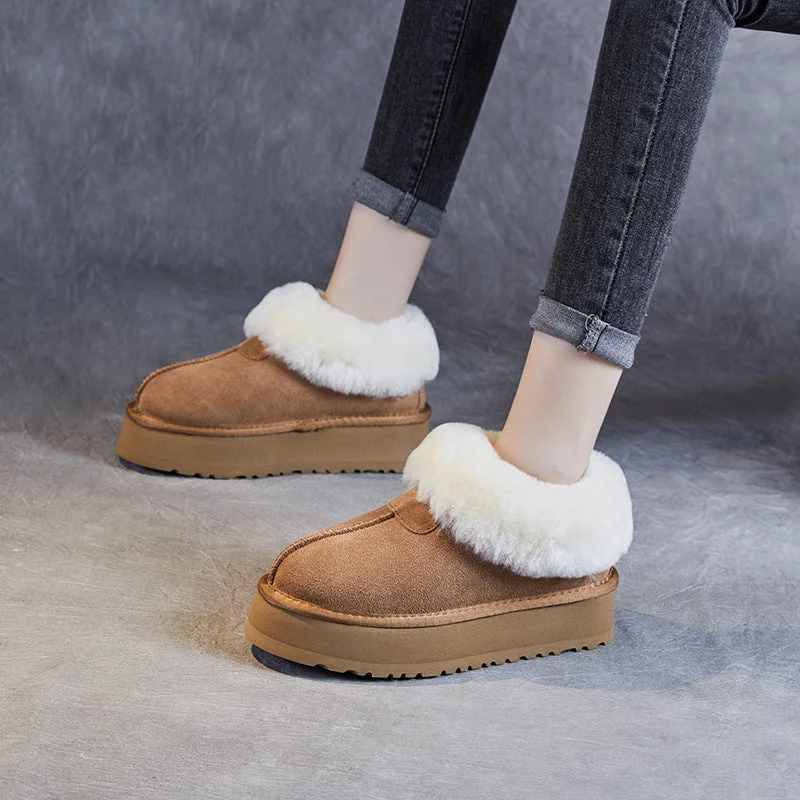 Women Winter Suede Woolen Flat Thick Soled Casual Shoes