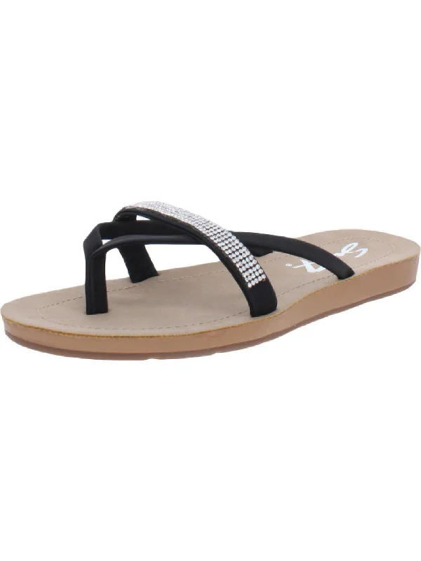 Bondi Caramel Womens Faux Leather Embellished Thong Sandals