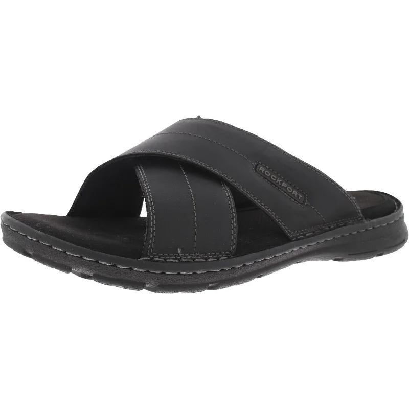 Darwyn Xband  Mens Leather Slip On Slide Sandals