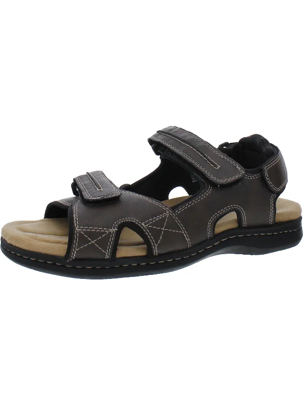 Mens Faux Leather Adjustable Sport Sandals