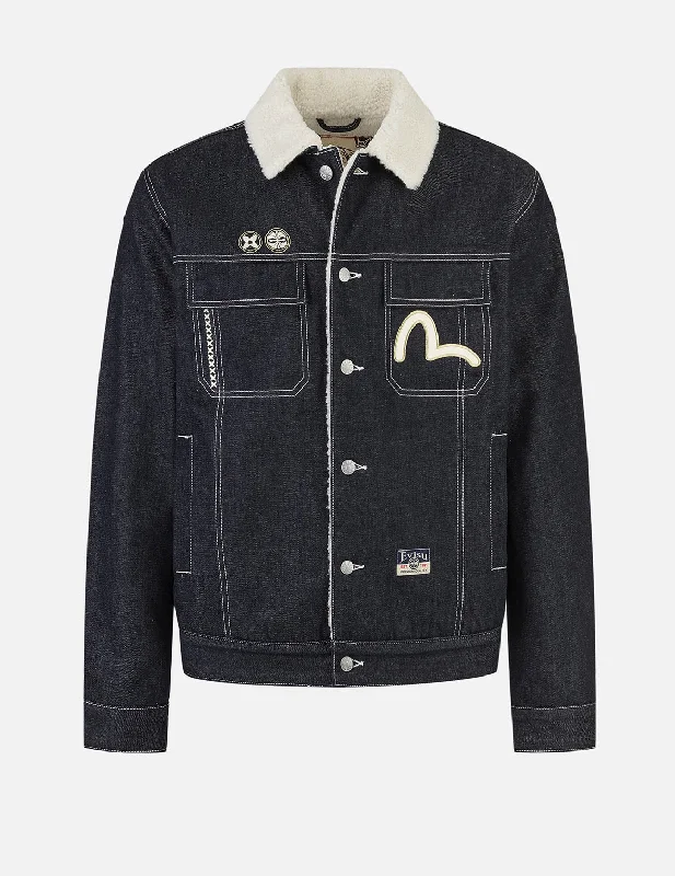 Contracting Embroidery and Inserted Daicock Relax Fit Denim Jacket