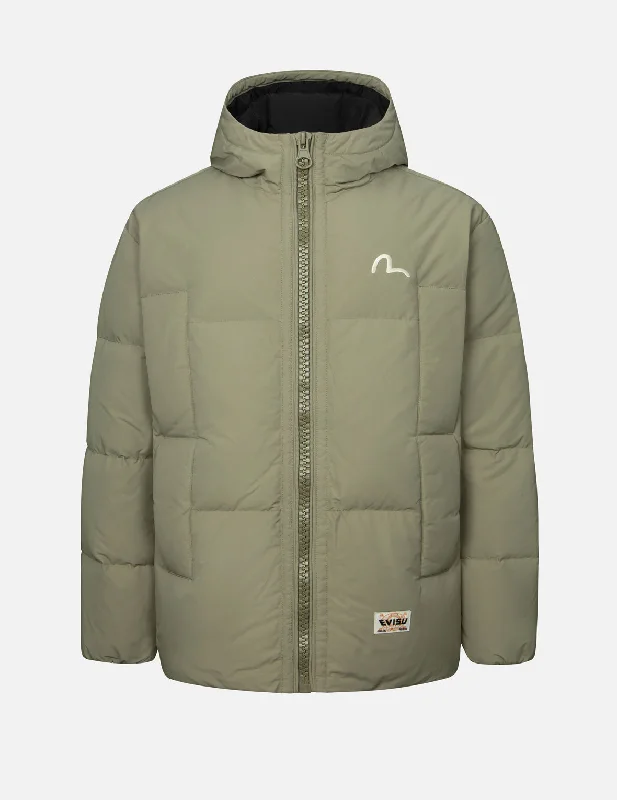 Seagull Embroidery Loose Fit Down Jacket