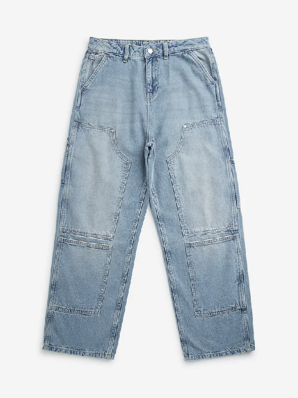 Y&F Kids Blue Faded Straight - Fit High - Rise Jeans