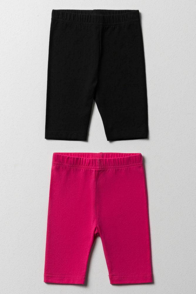 2 Pack Crop Leggings Black & Pink