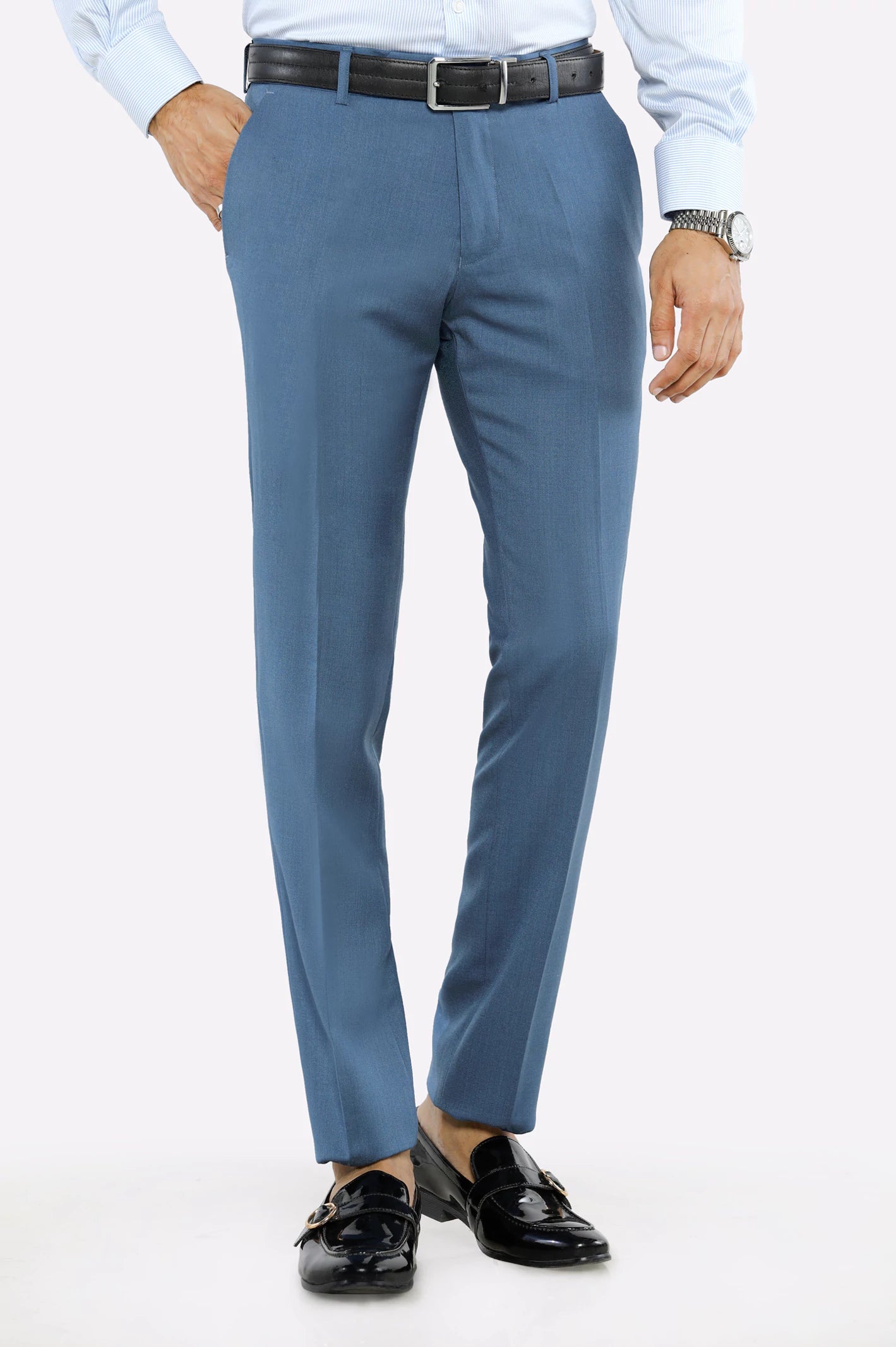 Light Blue Slim Fit Formal Trouser