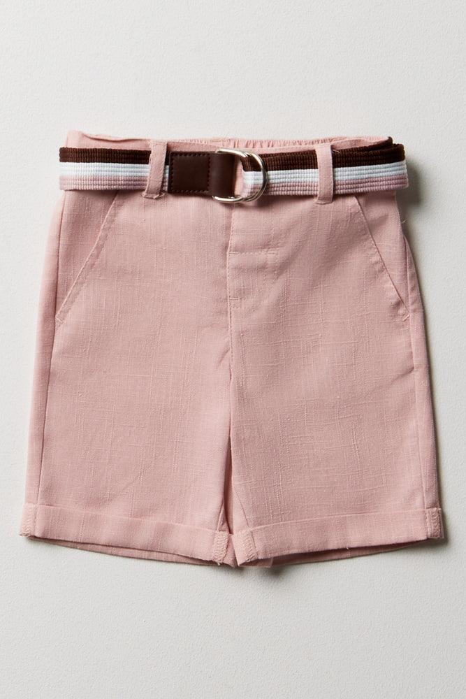 Belted Chino Shorts Pink