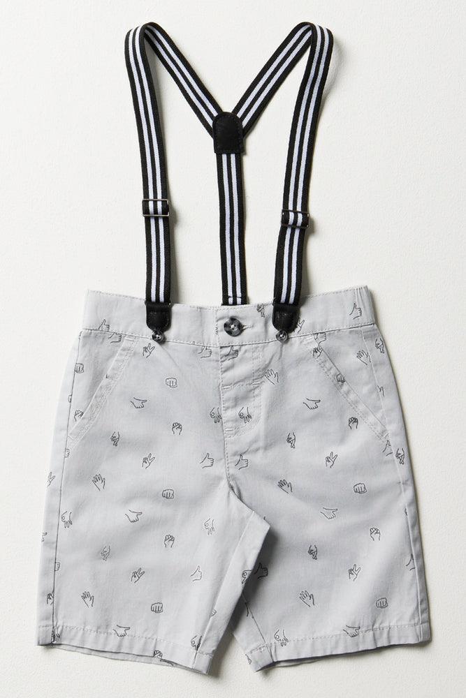 Chino Shorts With Braces Grey