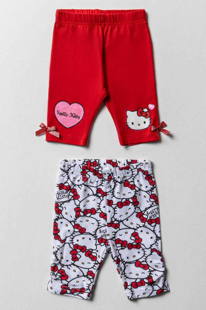 Hello Kitty 2 Pack Cropped Leggings Red