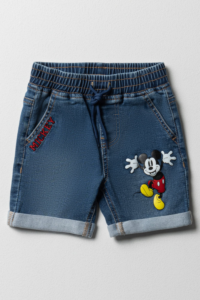 Mickey Mouse Denim Shorts Blue